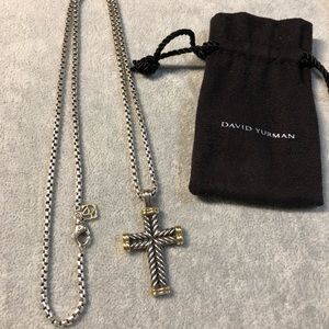 RARE David Yurman Silver & Gold Chevron Cross